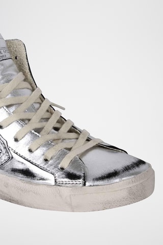 Baskets montantes en cuir - Argenté