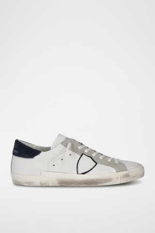 Baskets en cuir de veau PRSX - Blanc et bleu nuit