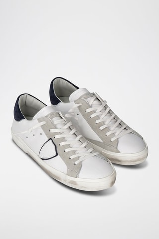 Baskets en cuir de veau PRSX - Blanc et bleu nuit