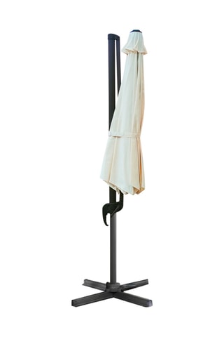 Parasol rond 360° déporté avec housse et pied - 3 m