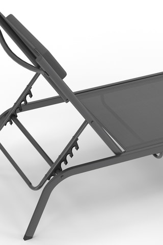 2 transats inclinables et table d'appoint Mindoro - Gris anthracite