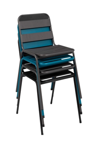 6 chaises de jardin empilables - Noir et bleu