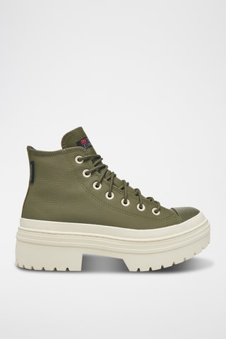 Baskets montantes compensées en cuir Chuck Taylor All Star Lugged Heel - Vert