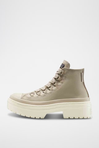 Baskets montantes compensées en cuir Chuck Taylor All Star Lugged Heel - Beige et blanc