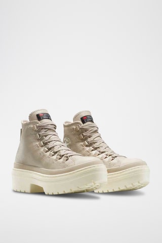 Baskets montantes compensées en cuir Chuck Taylor All Star Lugged Heel - Beige et blanc