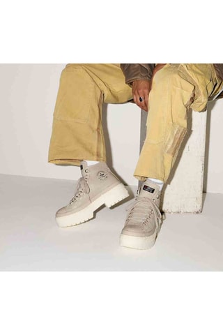 Baskets montantes compensées en cuir Chuck Taylor All Star Lugged Heel - Beige et blanc