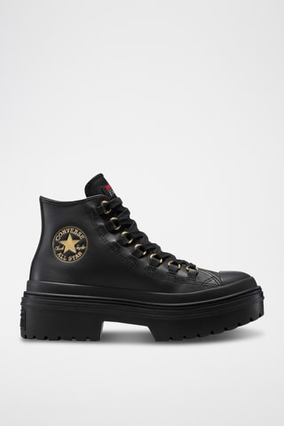 Baskets plateformes compensées en cuir Chuck Taylor All Star Lugged Heel - Noir