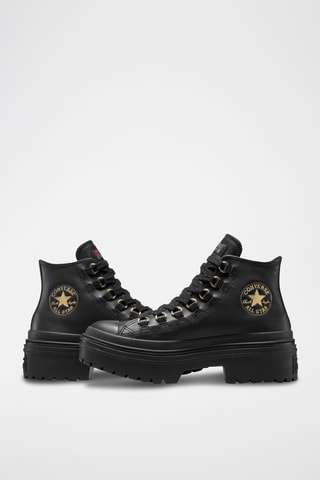 Baskets plateformes compensées en cuir Chuck Taylor All Star Lugged Heel - Noir