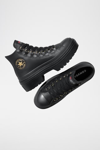 Baskets plateformes compensées en cuir Chuck Taylor All Star Lugged Heel - Noir