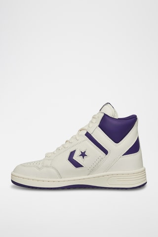 Baskets montantes en cuir Weapon - Blanc et bleu