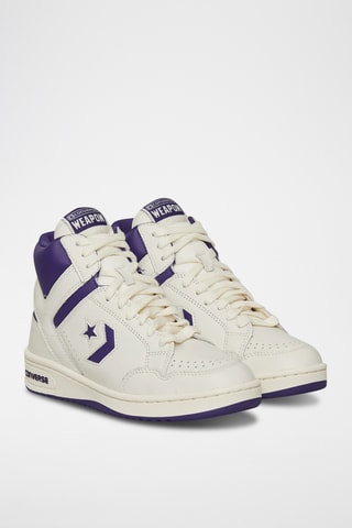 Baskets montantes en cuir Weapon - Blanc et bleu