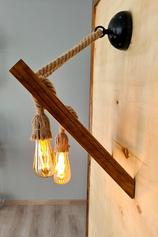 Grenenhouten Wandlamp Merdiven Halat - Naturel - 60 W