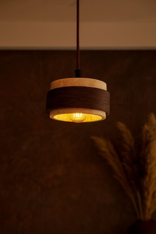 Houten en Travertijn Hanglamp - Beige