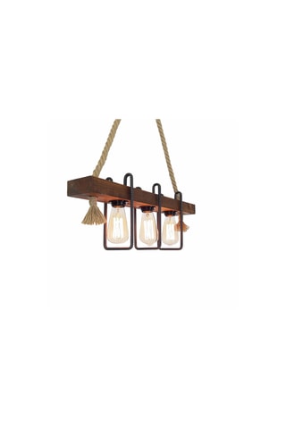 Grenenhouten Hanglamp - Naturel en Beige - 3 x 40 W