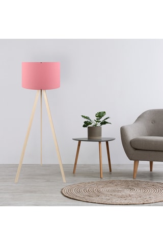 Lampadaire trépied Ayd-1212 - Rose et naturel - 60 W