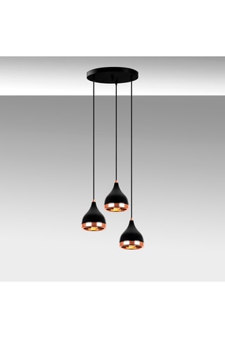 Hanglamp Yildo - Zwart en Koperkleurig - 3 x 60 W