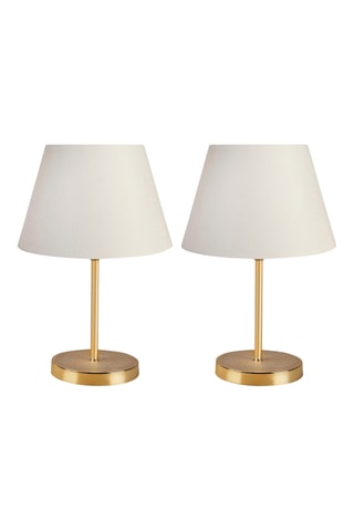 2 Tafellampen Ayd - Crèmekleurig en Goudkleurig - 2 x 60 W