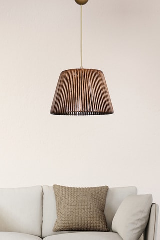 Houten Hanglamp - Goudkleurig en Naturel - 45-60 W