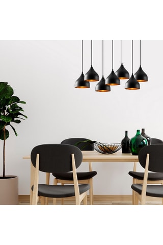 Hanglamp Tattoo - Zwart en Goudkleurig - 7 x 60 W