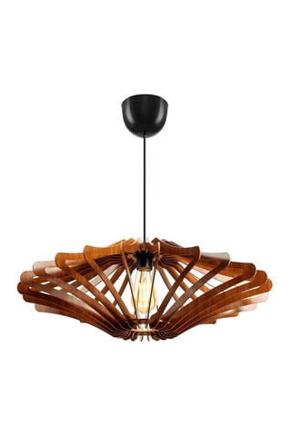 2 Hanglampen - Walnoothout-imitatie - 45/60 W