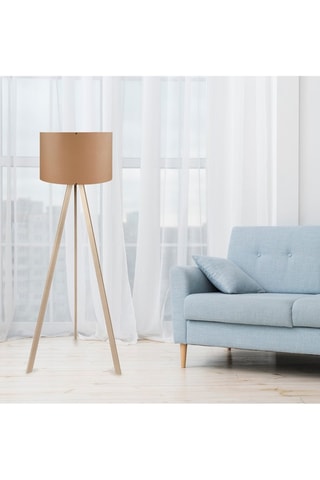 Lampadaire Ayd - Imitation bois et beige - 60 W