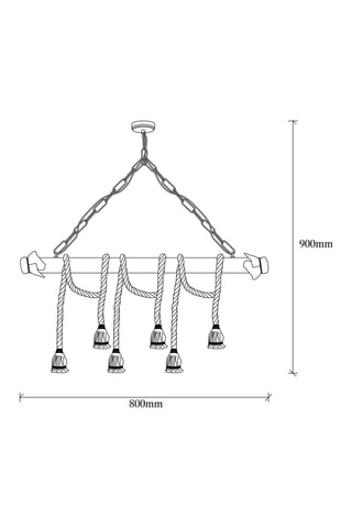 Hanglamp Erebos - Zwart en Naturel - 6 x 100 W