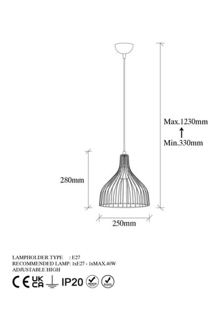 Hanglamp Cafu - Goudkleurig - 40 W