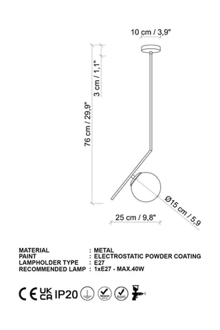 Hanglamp Dolunay - Goudkleurig - 40 W