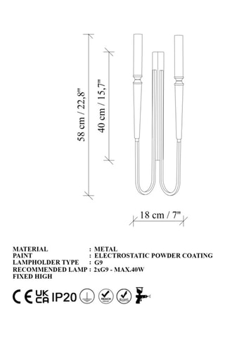 Wandlamp Lumi - Zwart - 2 x 40 W