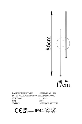 Wandlamp Umut - Zwart - 16 W