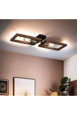 Houten Plafondlamp Era - Naturel - 2 x 40 W