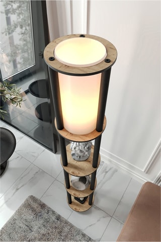 Staanlamp - Walnoothout-imitatie - 40 W - 150 cm