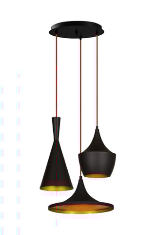 Hanglamp Elmas - Zwart en Koperkleurig - 3 x 100 W