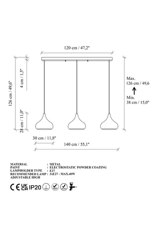 Suspension Muba - Noir - 3 x 40 W