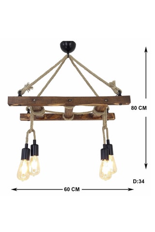 Hanglamp Borulu - Naturel - Grenenhout - 4 x 60 W