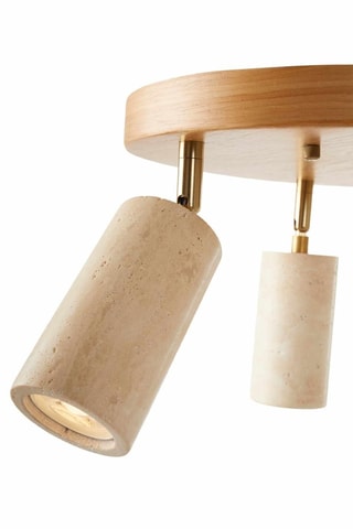 Houten en Travertijn Plafondlamp - Beige