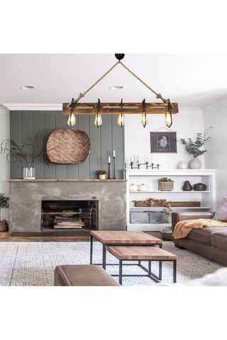 Massief Grenenhouten Hanglamp- Naturel - 5 x 40 W