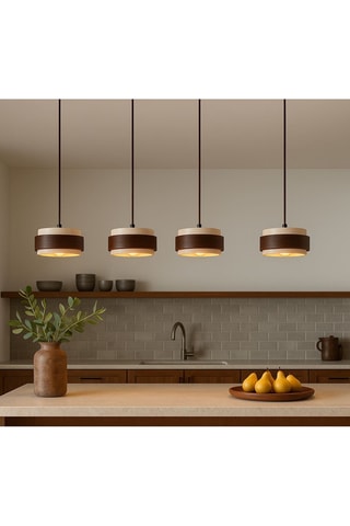 Suspension en bois et travertin - Beige