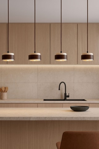 Suspension en bois et travertin - Beige