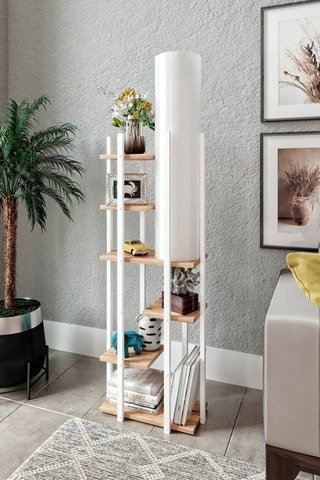 Lampadaire Vogue ERH - Blanc et naturel - 60 W