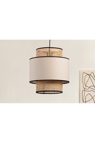 Rotan Hanglamp -  Zwart en Beige - 60 W