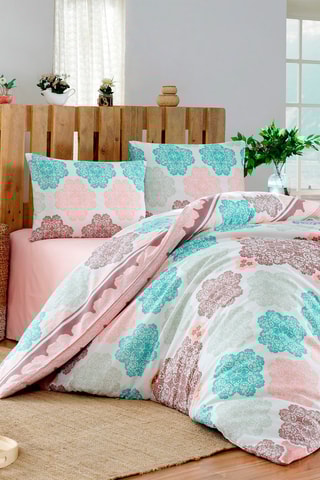 Conjunto de edredão em algodão 48 fios/cm² Andalucia - Branco e castanho