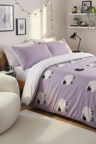 Conjunto de edredão em algodão 57 fios/cm² Preto - Lilás