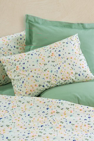 Conjunto de cama em algodão 57 fios/cm² Lola - Verde e branco