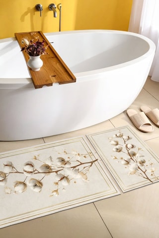 2 tapetes de banho - Bege e cru - 50 x 60/60 x 100 cm