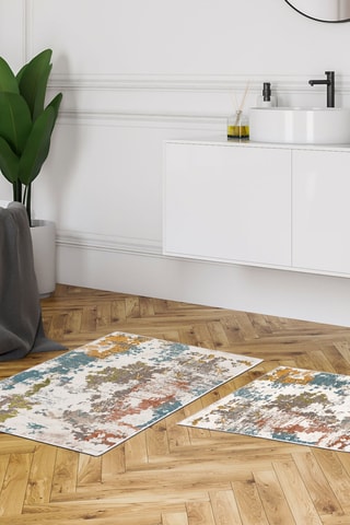 2 tapis de bain - Blanc - 50 x 60 cm, 60 x 100 cm