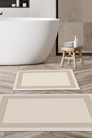 2 tapetes de banho - bege - 50 x 60 cm, 60 x 100 cm