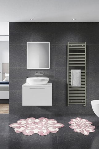 2 tapetes de banho - Rosa-maquilhagem - 50 x 60 cm, 60 x 100 cm