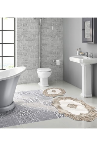 2 tapetes de banho - Creme - 50 x 60 cm, 60 x 100 cm