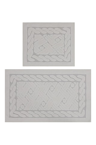 2 tapis de bain - Blanc - 50 x 60 cm, 60 x 100 cm